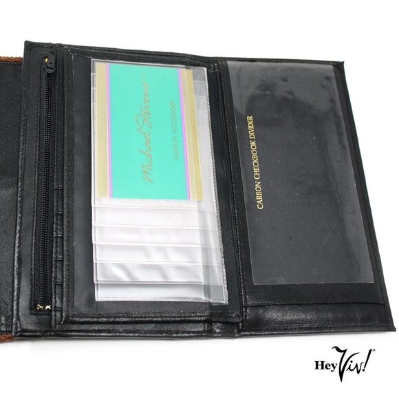 Vintage Michael Stevens Black Leather Wallet Multifunctional 7"x4.5" - Hey Viv - Picture 5 of 6